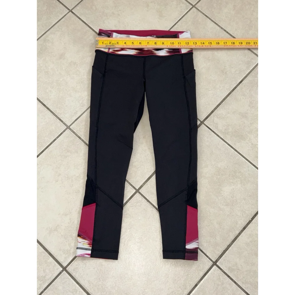 LULULEMON PACE RIVAL CROP 22”LEGGING BLACK PINK SIZE 4 - Picture 3 of 7
